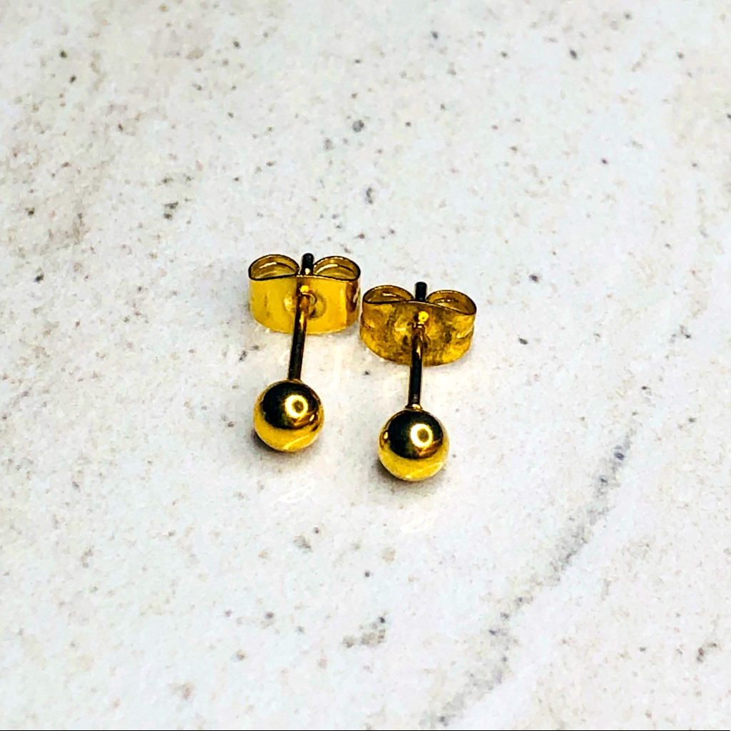 Gold Surgical Steel Ball Earrings